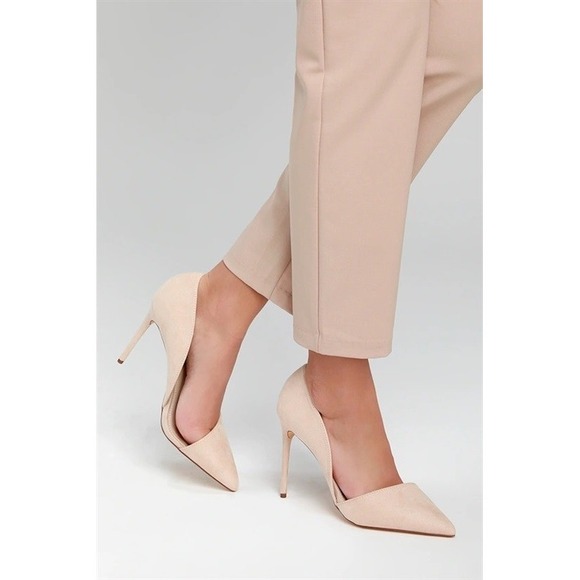 Lulu's Shoes - NWT Lulus Stormi D'Orsay 8 Nude Cut Out Pumps Faux Suede 130067